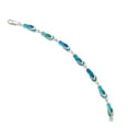 thumbnail image 1 of 925 Sterling Silver 7 Inch Created Blue Opal Inlay Sandal Bracelet Gemstone Seashore, 1 of 1