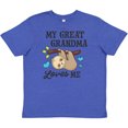 thumbnail image 3 of Inktastic My Great Grandma Loves Me with Sloth and Hearts Youth T-Shirt, 3 of 5