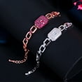 thumbnail image 6 of Adjustable 585 Rose Gold Red CZ Cuban Link Chain Square Bracelet Women Jewelry, 6 of 9