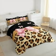 thumbnail image 3 of Castle Fairy Boys Girls Kawaii Ribbon Bowknot 3 Pieces Queen Comforter Set,Leopard Print Ultra Soft Bedding Sets,Bling Glitter Bedding Comforter Set Breathable,Luxury Bedroom Decor,Reversible, 3 of 8