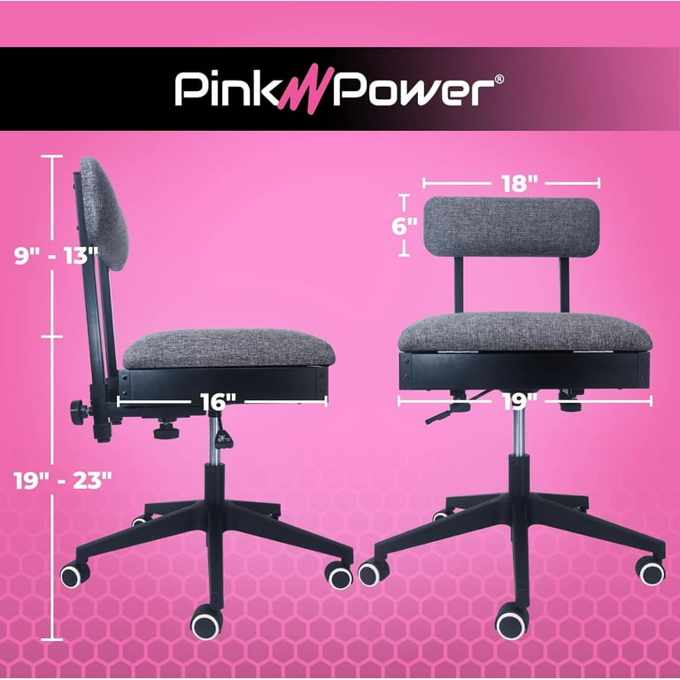 Sewing Chair with Wheels Adjustable Back Support Hydraulic Armless Sewing Machine Chair for Crafting Quilting Sewing Room Furniture Ergonomically Designed Professional Craft Chair Walmart