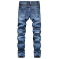 thumbnail image 4 of SOOMLON Men's Vintage Workwear Jeans Casual Straight Leg Trousers Clothes Casual Pants Button Denim Jeans Blue XXXL, 4 of 9