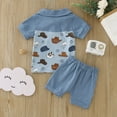 thumbnail image 6 of Baby Boys Outfits Short Sleeve Cartoon Hat Print T Shirt Tops Shorts Gentleman Set Kids Clothes Blue 12 Months-18 Months, 6 of 7