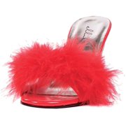 Ellie Shoes 3.5 Heel Maribou Slippers. Red