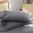 thumbnail image 3 of BESTOUCH Duvet Cover Set Twin 100% Washed Cotton Linen Feel Soft Chic Lightweight 2Pcs (Quiet Shade Grey, 68"x90"), 3 of 8