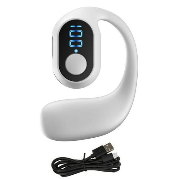 Digital Display Single Ear Hanging Ear Bluetooth Headset Open Bluetooth 5.3 Wireless Headset Earphone White