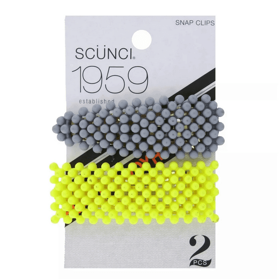 2 Pack 2.5 in Hair Snap Clips, Stylish, Vibrant Hair Accessories for All Day Hold, Flyaway Control, Securing Small Sections, Perfect for Everyday Hairstyles, Creative Looks, Yellow, Gray