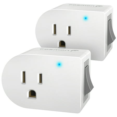 Fosmon Grounded Outlet with ON/Off Switch (2 Pack), 3 Prong Electrical Plug Outlet Switch, 245J Single Port Power Adapter Surge Protector, Outlet Extender, 15A Circuit Breaker, White, ETL Listed