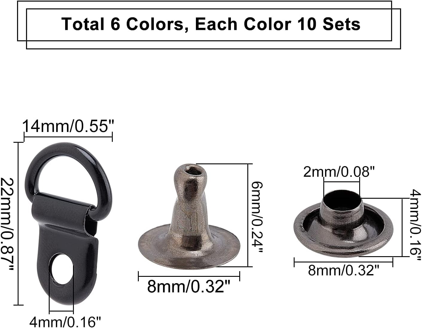 Shoelace Hook Metal Boot Lace Hooks Eyelet Repair Kit Mounting Clips Fittings D‑Ring Eyelet Buckles with Rivets for Hiking Boots Repair Leather Boot Shoes