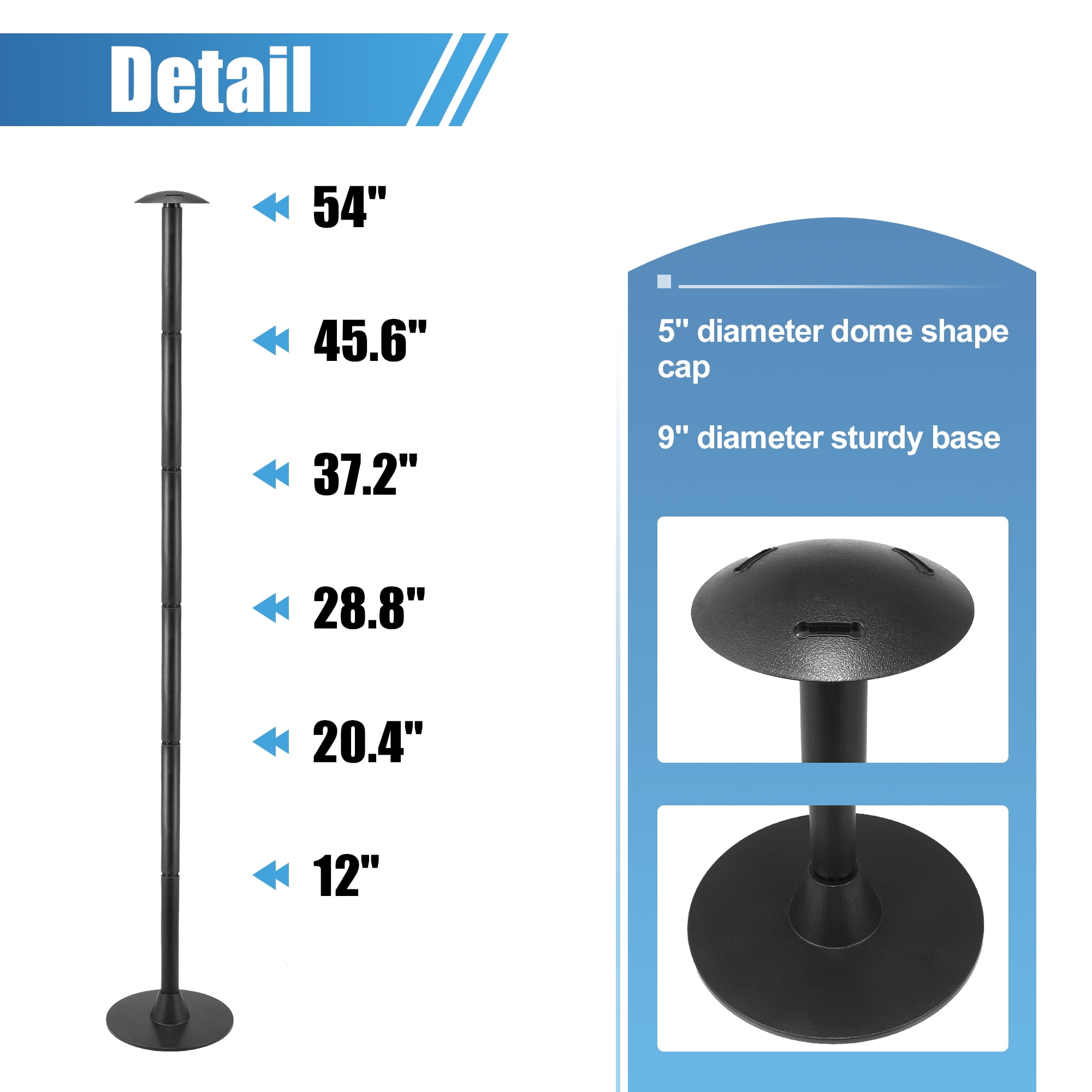 Unique Bargains Boat Cover Support Pole Adjustable from 12" to 54" 6-Stage Exten