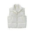 thumbnail image 4 of QUNYINEY White Womens Puffer Vests Short Zip Up Fall Waistcoat Stand Collar Loose Fit with Pockets Sleeveless Jackets for Women, 4 of 4