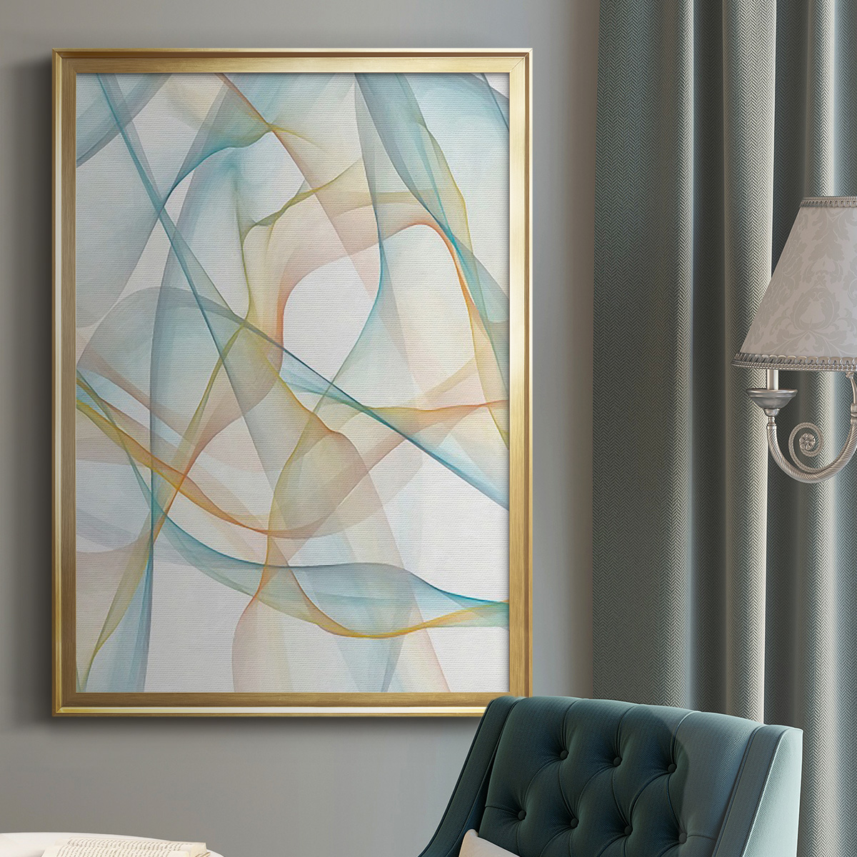 Curves and Waves III Premium Framed Print, in Gold, Black, or Silver - Ready to Hang