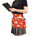 thumbnail image 2 of Yayeee Waist Apron with Pockets for Cooking Waterproof Half Server Aprons, Red Christmas Ornaments Pattern, 2 of 7