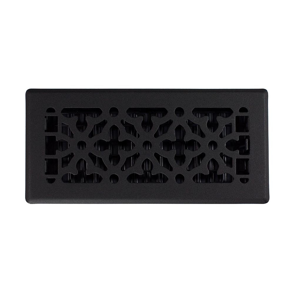 Decor Grates 4x10 Gothic Floor Register Vent Cover, Adjustable Airflow Control, Textured Black (AGH410-BLK)
