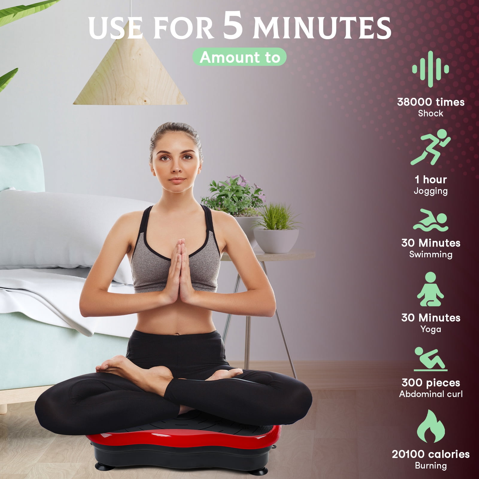 Thehsnt Whole Body Vibration Plate Machine w/ Resistance Bands - Home Gym for Weight Loss, Toning & Body Shaping