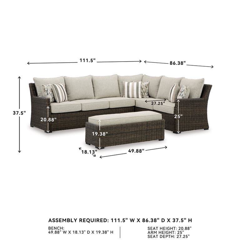 Signature Design by Ashley Brook Ranch Brown Outdoor Sectional
