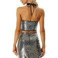 thumbnail image 3 of INSPIRE CHIC Sequin Crop Top for Women's Cutout Halter Neck Shiny Party Metallic Top, 3 of 5