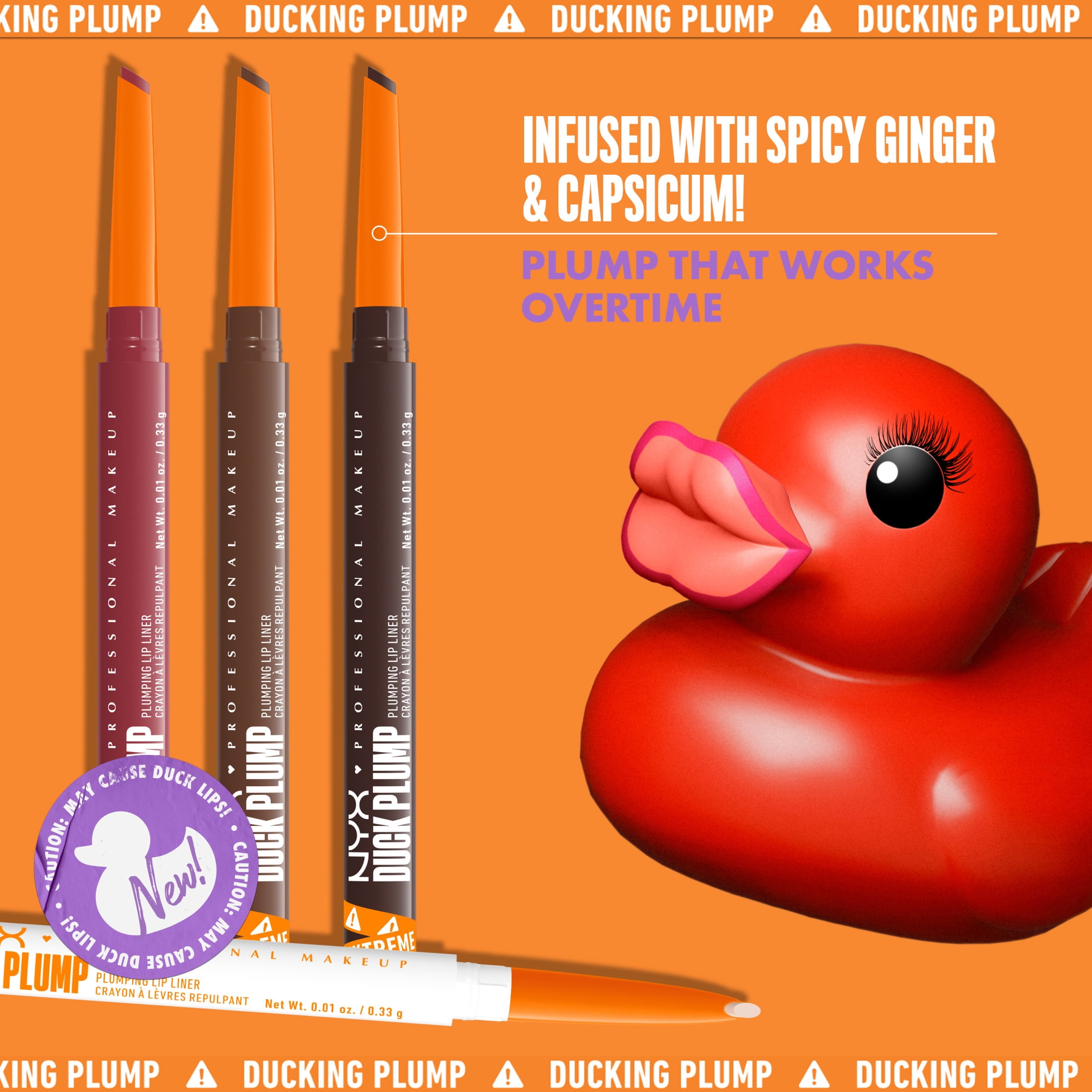 NYX Professional Makeup Duck Plump Long-Lasting Vegan Plumping Lip Liner Pencil, Up to 10 HR Wear, Matte Finish, Swollen Spice, Warm Nude, 0.01 oz