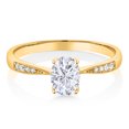 thumbnail image 2 of Gem Stone King 10K Yellow Gold Moissanite and Accent Diamond Engagement Ring for Women | 1.00 cttw | Gemstone Birthstone | Oval 7X5MM | Size 7, 2 of 5