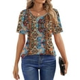thumbnail image 4 of Fantaslook Blouses for Women Pleated Short Sleeve Tunic Tops Dressy Casual Summer Shirts, 4 of 8