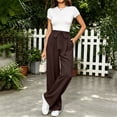 thumbnail image 2 of Womens Wide Leg Pants BWASD Casual Adjustable Tie Knot High WaistPalazzo with Pockets Loose Linen Pants Women Elegant Business Work Dress Trousers (Coffee XL), 2 of 9