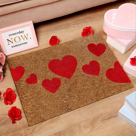 DERONA Valentine's Day Door Mat,Valentine Kitchen Rugs,Outdoor Mat
