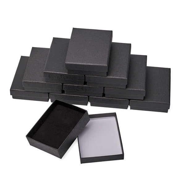 24pc Cardboard Gift Boxes with Black Sponge inside Rectangle Black 8x5x2.7cm