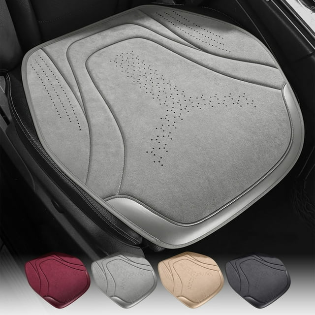 Funda de cojín para asiento de coche - Malla transpirable y terciopelo de cuero, mochila media 4-estaciones, 59x48 cm (Rojo/Beige/Gris/Negro)