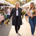 thumbnail image 2 of GRACE & GRANDEUR Women's Plus Size Long Sleeve Maxi Denim Jacket  Distressed Long Jean Coat with Chest Pockets 5X Black, 2 of 8