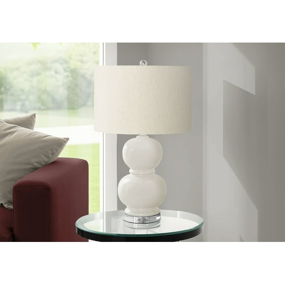 Noaman 25" Cream Ceramic Table Lamp with Ivory Drum Shade, Contemporary Lighting for Living Room, Bedroom, Office, 3-Way Switch, 15x15x25 Inches