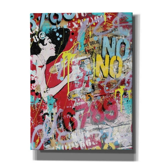 Epic Graffiti 'Breakfast at Tiffany's 2' by David Drioton, Giclee Canvas Wall Art, 12"x16"