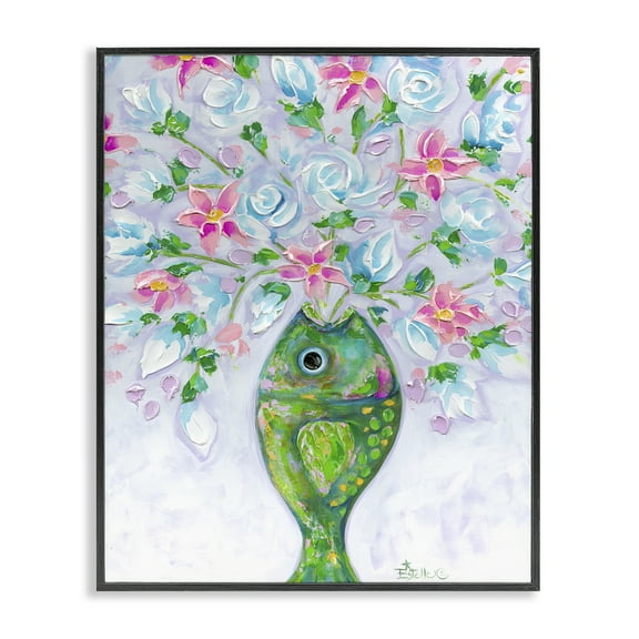 Stupell Industries Nautical Fish Bouquet Botanical & Floral Painting Black Framed Art Print Wall Art, 11 x 14