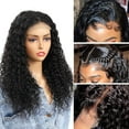 thumbnail image 2 of Curly Lace Front Wig Human Hair Wigs for Black Women HD Lace Front Wigs Human Hair Pre Plucked 180% Density 4x4 Lace Closure Wigs Long Curly Wig Natural Black Color(22 Inch), 2 of 7