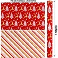 thumbnail image 5 of GRA Reversible Reindeer, Stripe Christmas Wrapping Paper Roll - 46.8 sq.ft. (17in x 33ft) with Gold Printed Snowflake, Christmas Tree, Hexagram Star for Party, New Year Celebration, 5 of 16