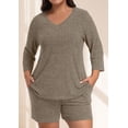 thumbnail image 4 of Daystry Womens Plus Size Pajama Sets 2 Piece Summer 3/4 Sleeve Tops Shorts with Pockets for Lounge Sleepwear L-4XL, 4 of 9