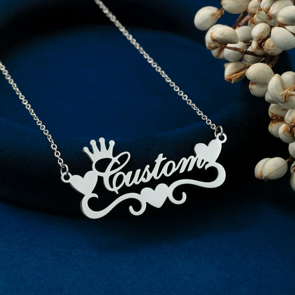 Personalized Custom Name Pendant Necklace Stainless Steel Chain Heart Alphabet Crown Collar Choker Birthday Jewelry Gift
