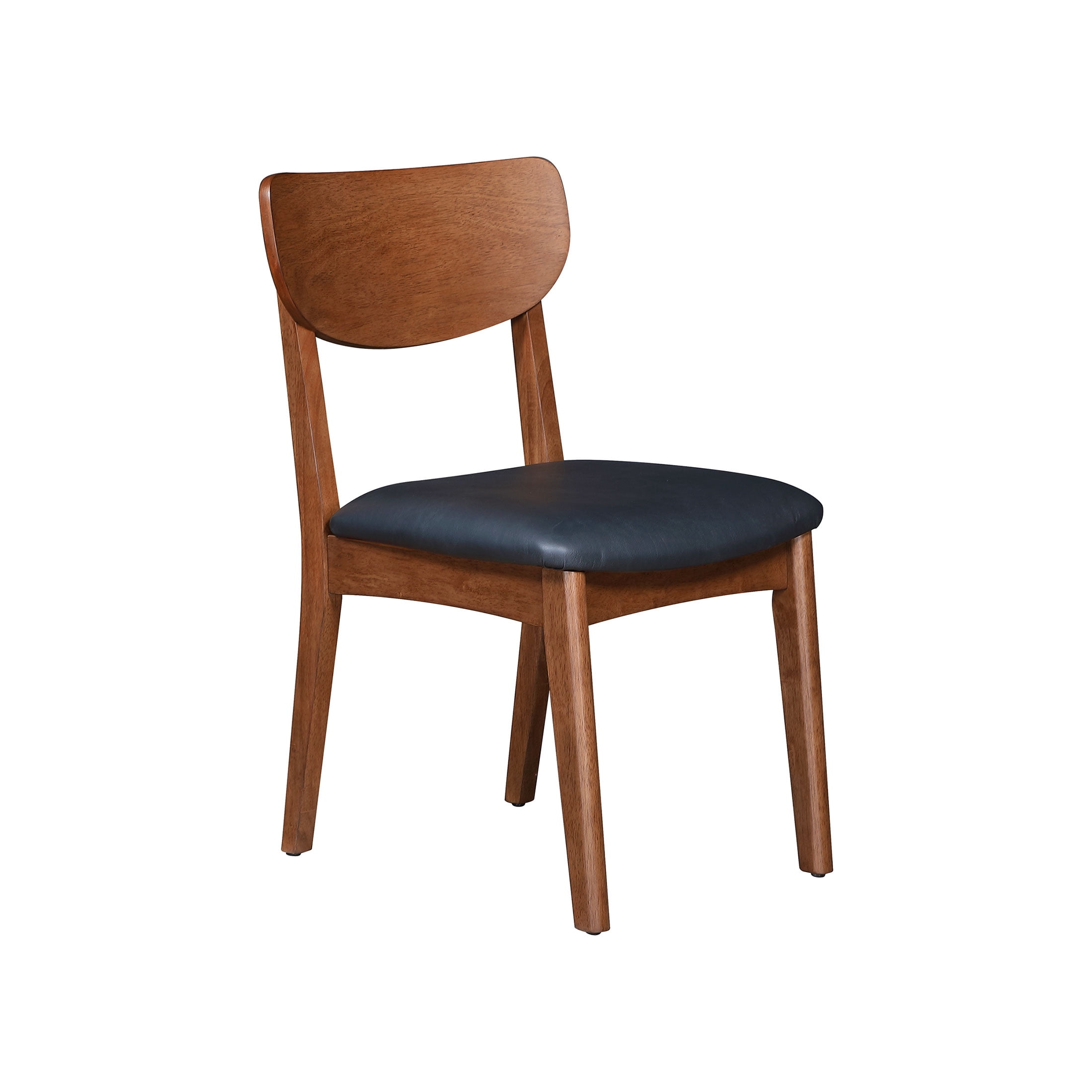 Better Homes & Gardens Greyson Mid-Century Dining Chairs, Black Faux Leather, Acorn Finish, Set of 2