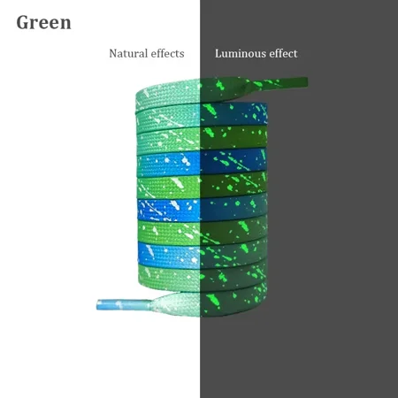 

Flat Luminous Shoelaces for Sneakers Fluorescent Glow-in-the-dark Printing Cashew Flower Splash Ink Shoe Laces for AF1 Woman Man Green 120cm