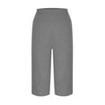 thumbnail image 5 of Side Split Capris Cotton Pants for Womens Drawstring Elastic Waist Capris Tummy Control Athletic-Fit Work Capris Office Work Capris Bussiness Pants with Pockets, 5 of 6