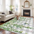 thumbnail image 2 of Spring Plants Area Rugs 8'x10', Washable Small Throw Rugs for Living Room Patio, Watercolor Leaves Birds Flowers Gray Plaid Indoor Outdoor Rug Non-Slip Low Pile Carpet Runner Reversible Floor Mats, 2 of 8