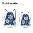 thumbnail image 4 of Drawstring Backpack - Blue White Floral Elegance Splash Proof Small Drawstring Gym Bag for Women Men, Cinch Sports String Bag Backpack for Travel Swimming Beach, 4 of 8