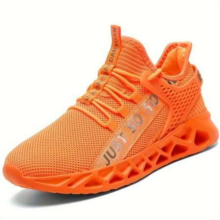 

Men s Solid Woven Knit Breathable Blade Type Sneakers Comfy Non Slip Lace Up Soft Sole Shoes For Men s Outdoor Activities