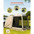 thumbnail image 3 of VEVOR Screen House Tent, 6 x 6 ft, 4-6 Person Pop Up SUV Tailgate Tent, Portable Screened in Canopy with Carry Bag, Netting Sides, for Car Camping, Garden, Patio, Backyard, Outdoor Activities, Beige, 3 of 10