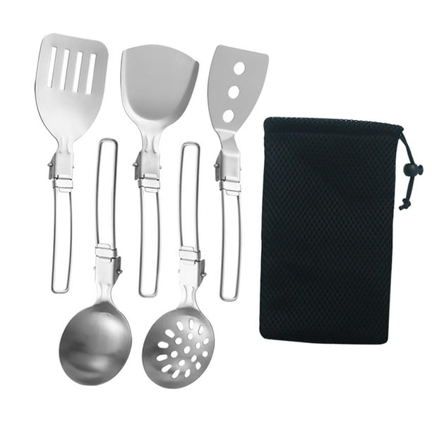 Juego de 6 utensilios de cocina para campamento, de utensilios de cocina de acero inoxidable 304 para cocinar , juego de utensilios de cocin