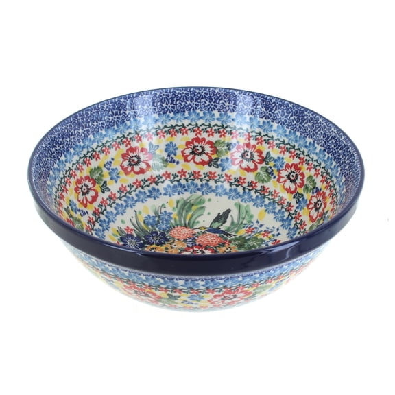 Blue Rose Polish Pottery Hummingbird Medium Serving Bowl
