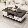 thumbnail image 1 of EDB010 Table Basse Artisanale Texture Marbre Exquise - Noir (120 cm), 1 of 3