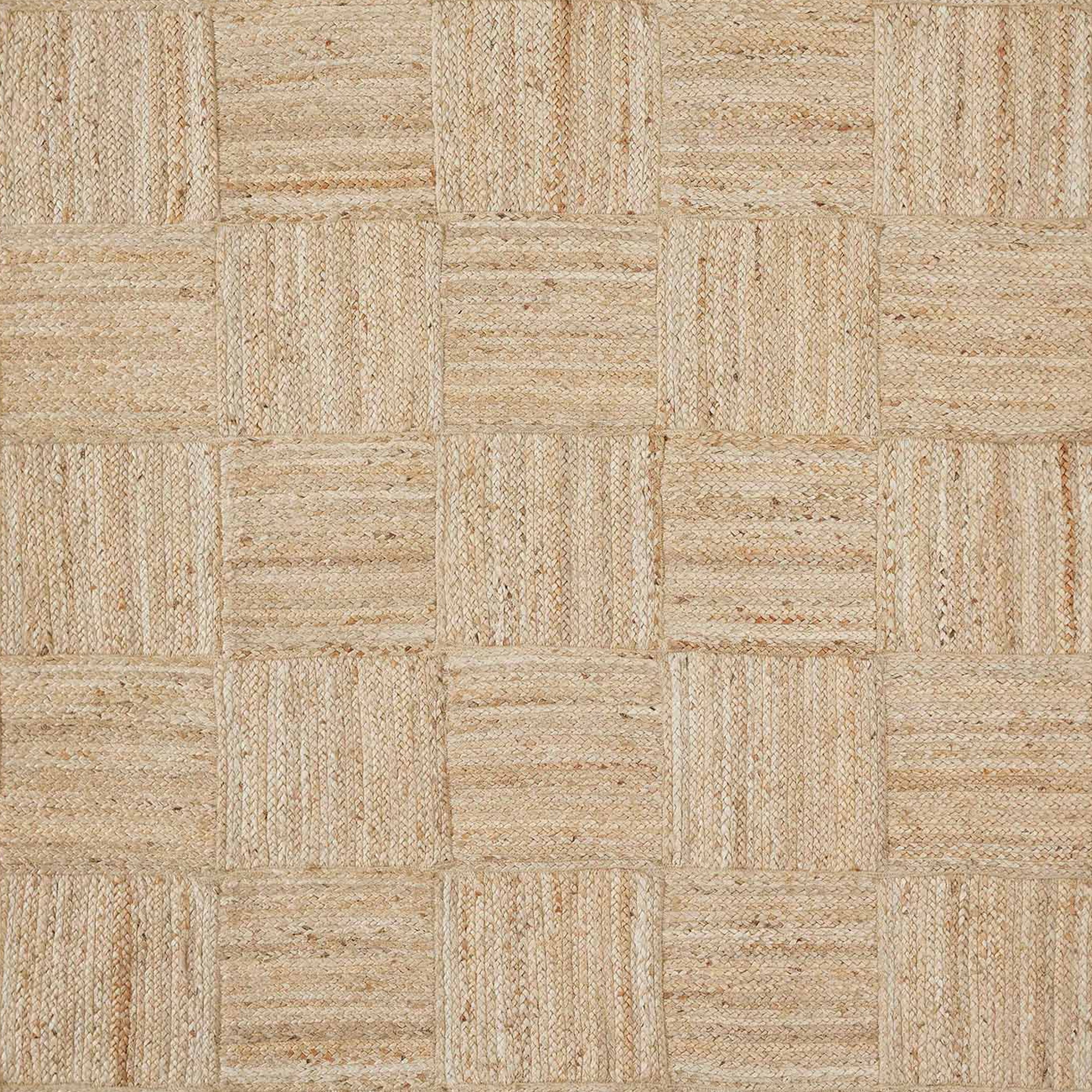 Beautiful Natural Jute Square Check Indoor Area Rug by Drew Barrymore, 5' x 7'
