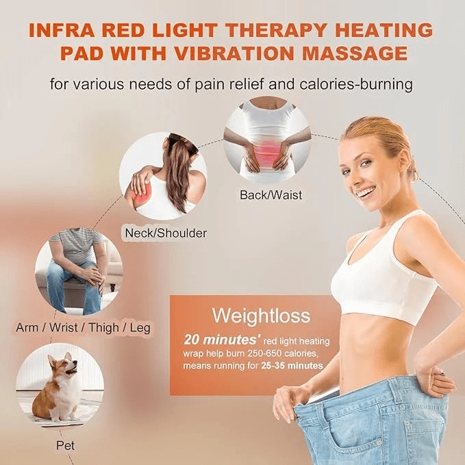 3-in-1 Red Light Belt with Warming & Vibration, Flexible Comfort Wrap for Lower Back