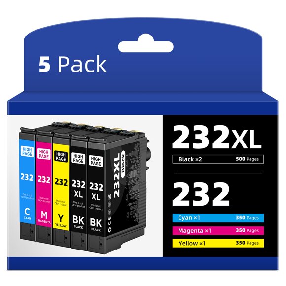 Belietop 232TG Cartouches d'Encre Remises à Neuf, Paquet Combiné Compatible avec 232TG 232 TG Cartouche d'Encre à Rendement Élevé à Utiliser avec XP-4200 XP-4205 WF-2930 WF-