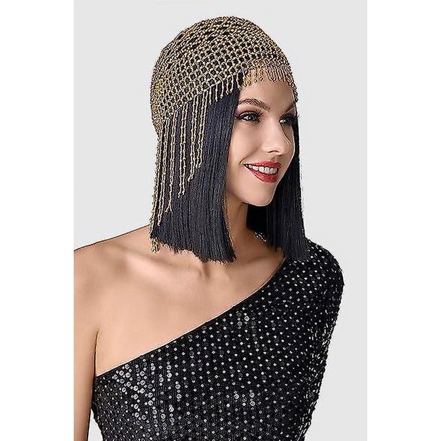 Gorra Flapper de los años 20, diadema de perlas Vintage, tocado, diadema, casco, accesorios de los años 20 Rojo Verde Cocina, Decoración y Otros